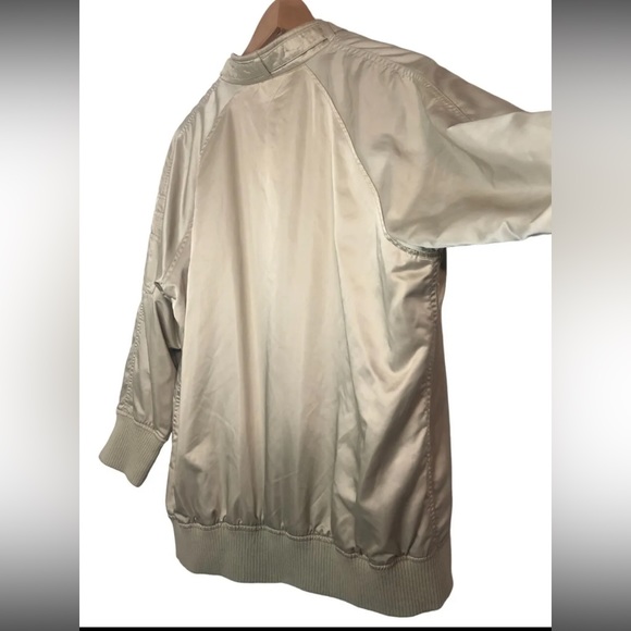 MEMBERS ONLY Iconic Classic Racer Khaki Sz L Satin Bomber Jacket 3/4 Sleeve - Picture 4 of 9